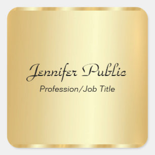 Sticker Carré Script Elégant Or Personnalisé Modèle glamour