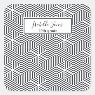 Sticker Carré script géométrique stylisé personnalisé école iPad