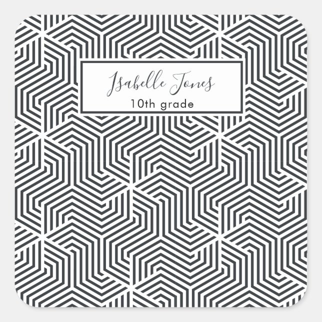 Sticker Carré script géométrique stylisé personnalisé école iPad (Devant)