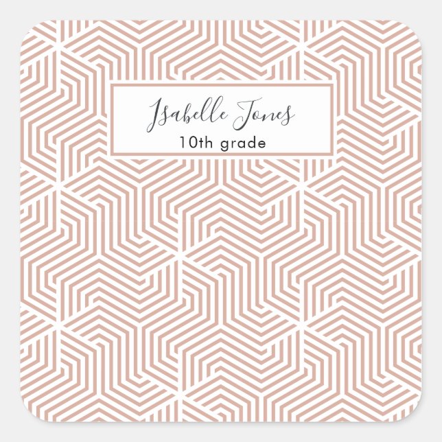 Sticker Carré script géométrique stylisé personnalisé école iPad (Devant)
