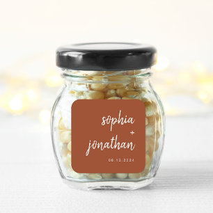 Sticker Carré Script minimaliste moderne en terre cuite   MARIAG