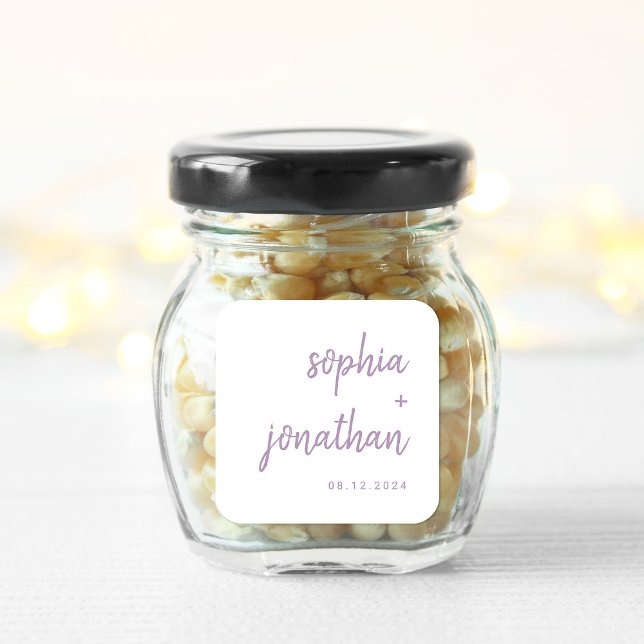 Sticker Carré Script moderne blanc et lavande | MARIAGE (Créateur téléchargé)