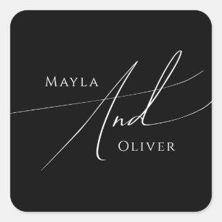 Sticker Carré Script Whimsical | Phoques d'enveloppes de Mariage