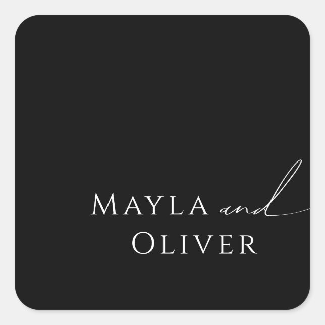 Sticker Carré Script Whimsical | Phoques d'enveloppes de Mariage (Devant)