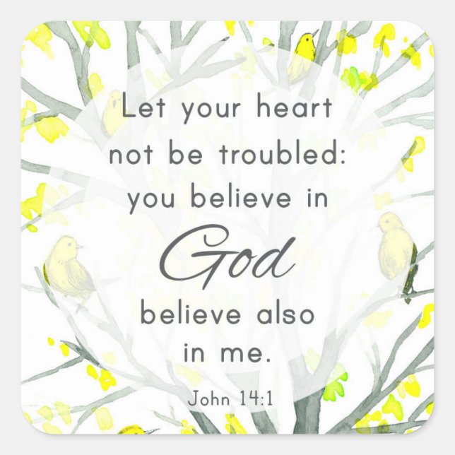 Sticker Carré Scripture John 14 Bible Verse Birds Religious (Devant)