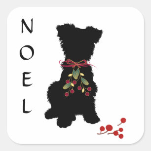 Sticker Carré Scruffy Mutt NOEL