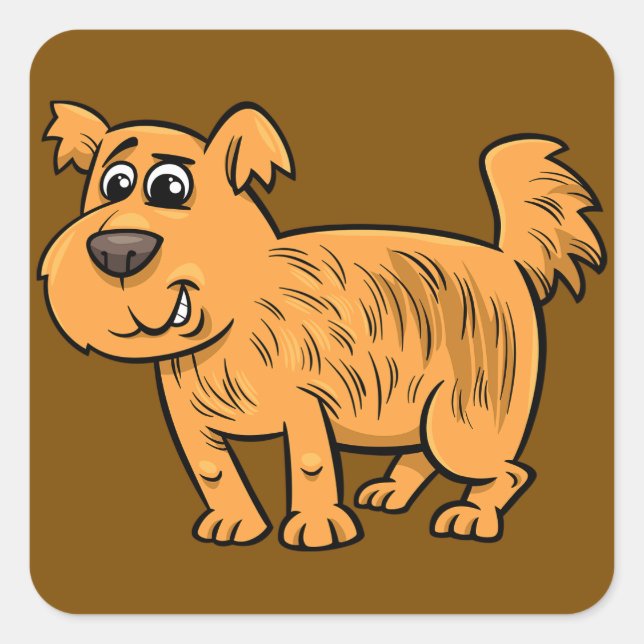 Sticker Carré Scruffy Orange Puppy Dog (Devant)