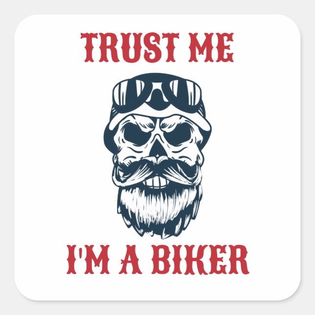 Sticker Carré Scull de barbe | Motorcycle | Faites-moi confiance (Devant)