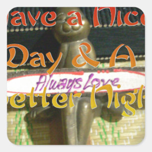 Sticker Carré Sculpture de lapin en bronze avec citations inspir