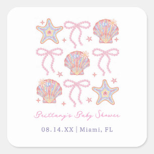 Sticker Carré Sea You Bientôt Baby Girl Baby shower côtier