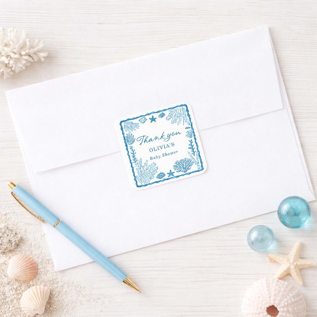 Sticker Carré Sea You Soon Baby Shower  (Créateur téléchargé)