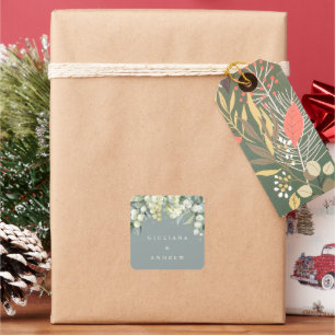 Sticker Carré Seafoam Green Snowberry+Eucalyptus Mariage