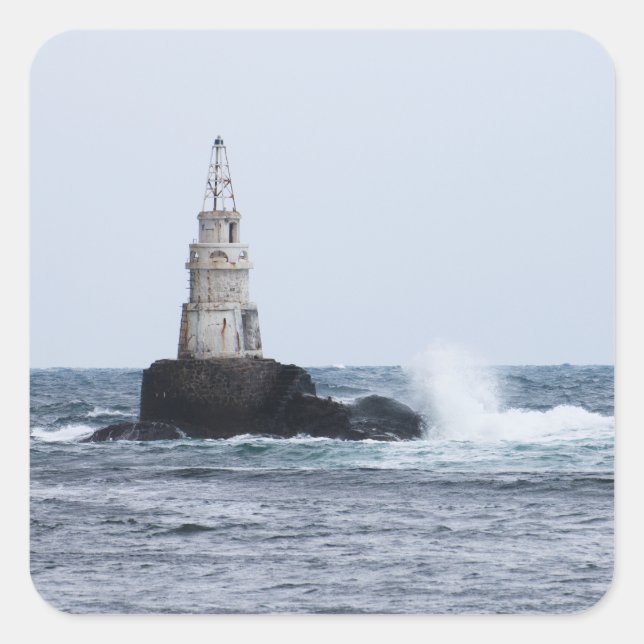Sticker Carré Seascap with lighthouse (Devant)