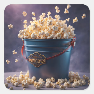 Sticker Carré Seau de Popcorn