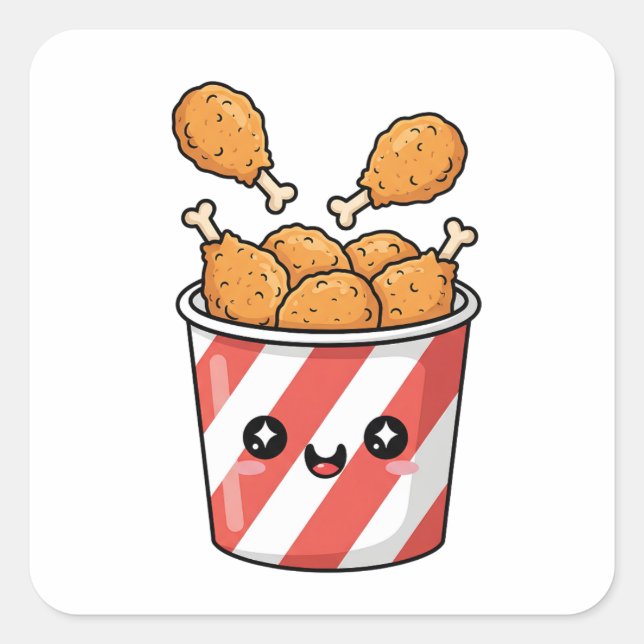 Sticker Carré Seau de poulet frit (Devant)
