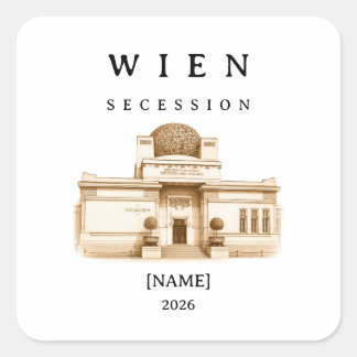 Sticker Carré Sécession viennoise personnalisée | Nom & Année
