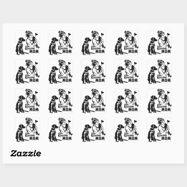 Sticker Carré Secourir maman (Rescue Mom Dog and Cat Stickers!)