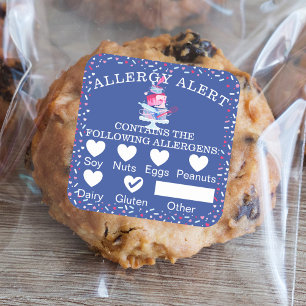 Sticker Carré Sécurité alimentaire Alerte allergie Fun Bakou Gât