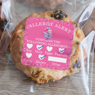 Sticker Carré Sécurité alimentaire Alerte allergie Fun Bakou Gât