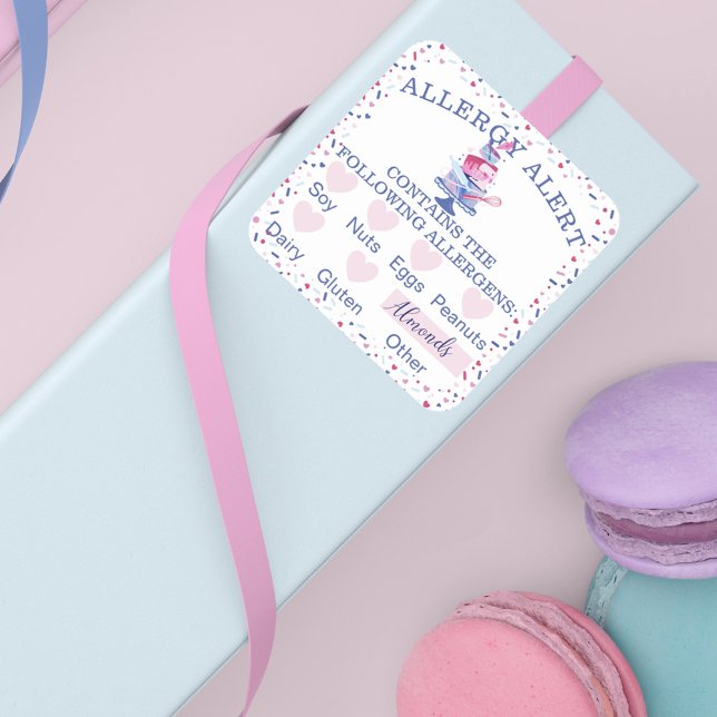 Sticker Carré Sécurité alimentaire Alerte allergie Fun Bakou Gât (Créateur téléchargé)