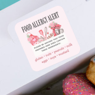 Sticker Carré Sécurité alimentaire Alerte allergique Boulangerie