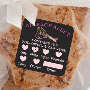 Sticker Carré Sécurité alimentaire Alerte allergique Boulangerie