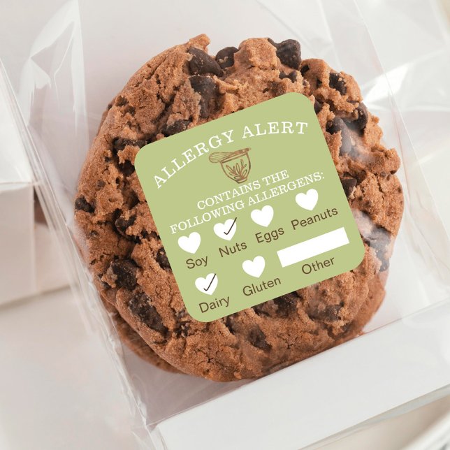 Sticker Carré Sécurité alimentaire Alerte allergique Boulangerie (Créateur téléchargé)