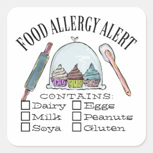 Sticker Carré Sécurité alimentaire Alerte allergique Boulangerie