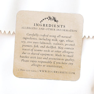 Sticker Carré Sécurité alimentaire Allergènes Kraft Leaf produit