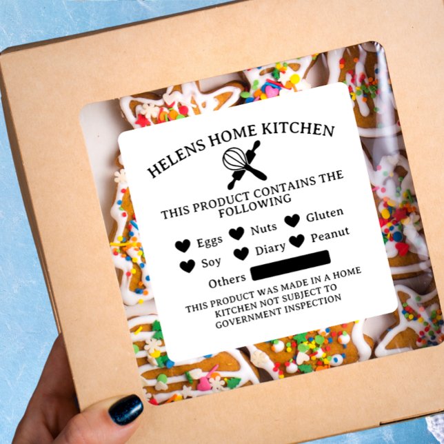 Sticker Carré Sécurité alimentaire Boulangerie alerte allergie b (Créateur téléchargé)
