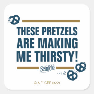 Sticker Carré Seinfeld   Graphique de typographie "Ces Pretzels"