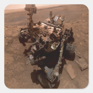 Sticker Carré Selfie de Mars Curiosity Paysage martien rouge