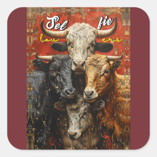 Sticker Carré Selfie Lovers Vaches