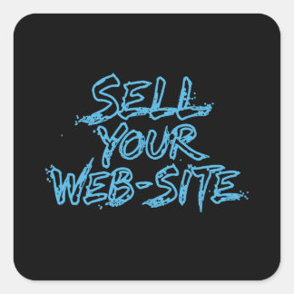 Sticker Carré Sell Your Website Blue Distressed Typography