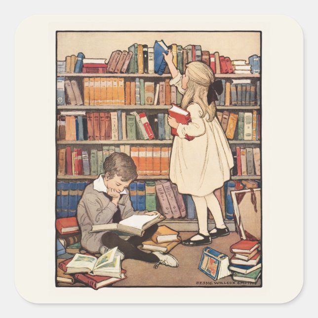 Sticker Carré Semaine du livre pour enfants par Jessie Willcox S (Devant)