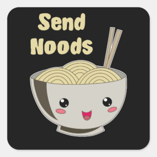 Sticker Carré Send Noods Vintage Ramen Japonais Noodle Soup