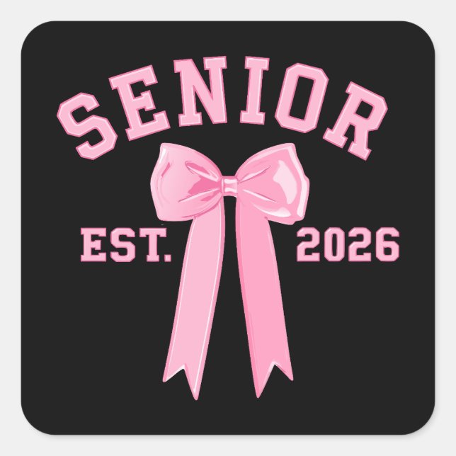 Sticker Carré Senior 2026 Pink Bow (Devant)