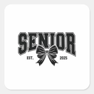 Sticker Carré Senior Est 2025 Graduation Student Vintage