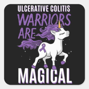 Sticker Carré Sensibilisation à la colite ulcérative IBD Unicorn
