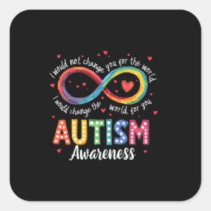 Sticker Carré Sensibilisation à l'autisme Je changerais le monde