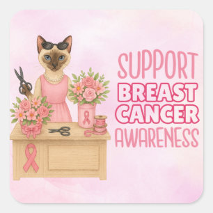 Sticker Carré Sensibilisation au cancer du sein en octobre nous