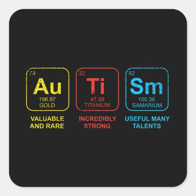 Sticker Carré Sensibilisation sur l'autisme Femmes Hommes Enfant (Devant)