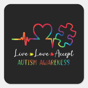 Sticker Carré Sensibilisation sur l'autisme Hommes Femmes Enfant
