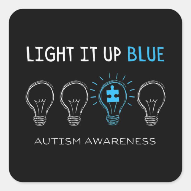 Sticker Carré Sensibilisation sur l'autisme Light It Up Blue Pre (Devant)