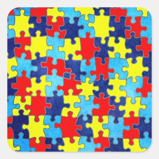 Sticker Carré Sensibilisation sur l'autisme-Puzzle par Shirley T (Devant)