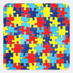 Sticker Carré Sensibilisation sur l'autisme-Puzzle par Shirley T