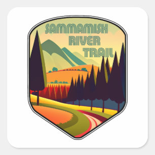 Sticker Carré Sentier de la rivière Sammamish Couleurs de Washin