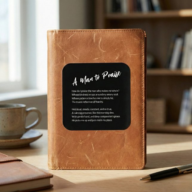 Sticker Carré Sentiments : "Un homme à louer" ("A Man to Praise" Sentimental Square Sticker)