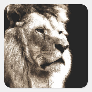 Sticker Carré Sepia Lion