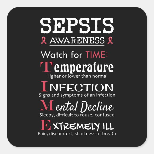 Sticker Carré Sepsis Awareness Watch pour le guide TIME (Devant)